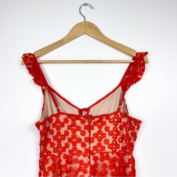 NWOT Lulus Embroidered Coral Floral Midi Dress - Picture 13 of 15